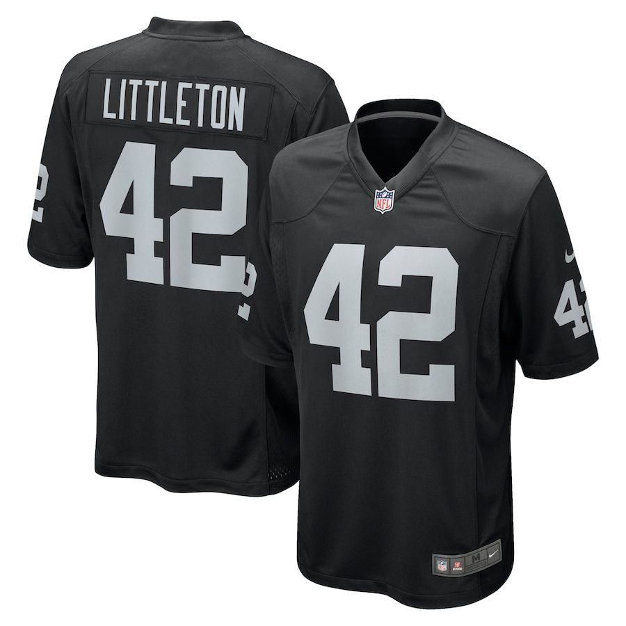Men Oakland Raiders #42 Cory Littleton Nike Black Game NFL Jersey->oakland raiders->NFL Jersey